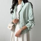 Stand-collar Drawstring Zip Jacket