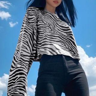 Zebra Print Cropped T-shirt Black - M