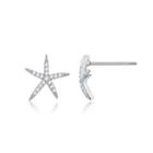 925 Sterling Silver Simple Fashion Starfish Cubiczircon Stud Earrings Silver - One Size