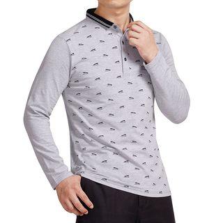 Print Long Sleeve Polo Shirt
