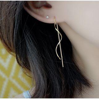 925 Sterling Silver Bar / Swirl Dangle Earring