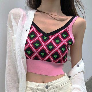 Patterned Knit Camisole As Shown In Figure - One Size