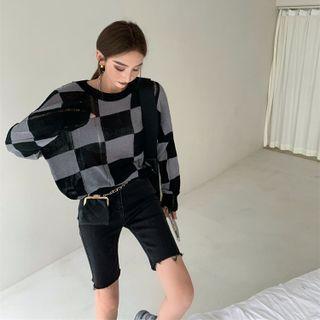 Checkerboard Knit Top