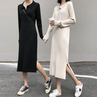 Long-sleeve Midi Polo Knit Dress