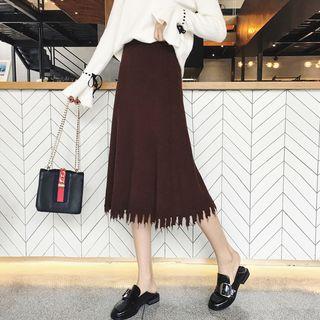 Fringed Midi A-line Skirt