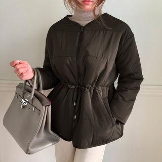 Drawcord Padded Reversible Jacket Ivory - One Size