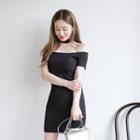 Choker-neck Off-shoulder Mini Dress