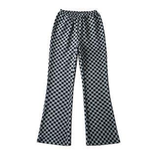 High Waist Checkerboard Flared Pants