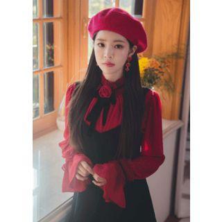 Jabot Chiffon Blouse With Corsage