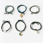Hair Tie (various Designs) Set Of 6 - Army Green - One Size