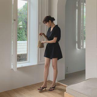 Notch-collar Shirtwaist Playsuit