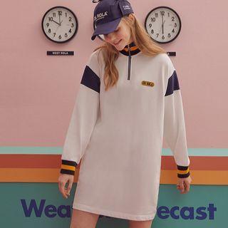 Contrast-trim Letter-printed Anorak Dress White - One Size