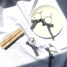 Houndstooth Ribbon Hoop Earrings/ Clip-on Earrings