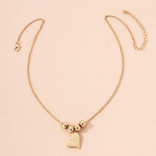 Heart Pendant Alloy Choker Heart - Gold - One Size
