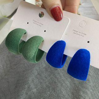 Wide Half-hoop Earring 1 Pair - Blue - One Size