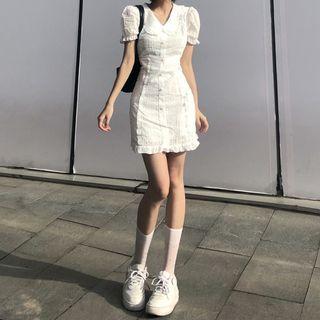 Short-sleeve Jacquard Mini Dress