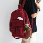 Canvas Backpack With Dog Brooch