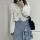 Blouse / Slit Midi A-line Denim Skirt