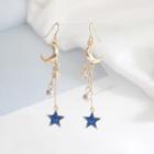 Star & Moon Fringed Earring 5828 - Blue Star - Gold - One Size