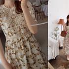 Set: Lace-trim Pattern Dress + Slipdress
