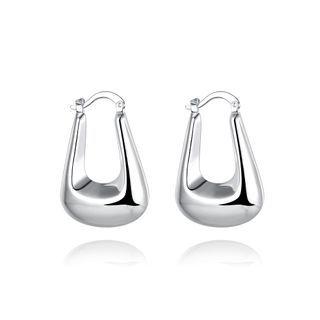 Simple And Elegant Geometric Hollow Square Earrings Silver - One Size