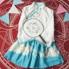 Tipped Cheongsam Top / Floral Print A-line Skirt