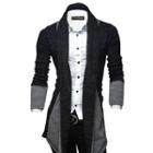Open-front Two-tone Cardigan