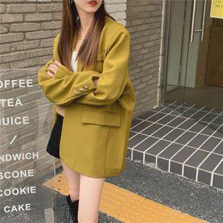 Plain Blazer Mustard Green - One Size