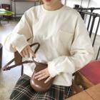 Pocket-front Extra Long-sleeve Pullover Ivory - One Size
