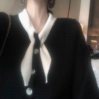 Color-block Bow-accent Knit Dress Black - One Size