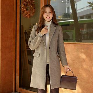 Notch-lapel Single-button Flap-pocket Coat