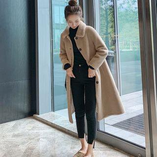 Single-breasted Fluffy Midi Coat