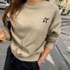 Star Print Cotton Sweatshirt Beige - One Size