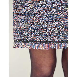 Plus Size Zip-back Multicolor Tweed Miniskirt