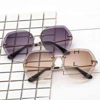 Oversized Geometric Rimless Sunglasses