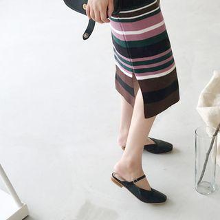 Multicolor Stripe Knit Sheath Dress Black - One Size