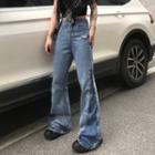 High-waist Zip Panel Boot-cut Jeans