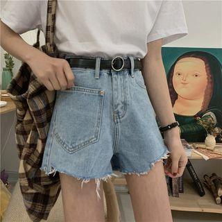 Pocket Detail Distressed Denim Shorts
