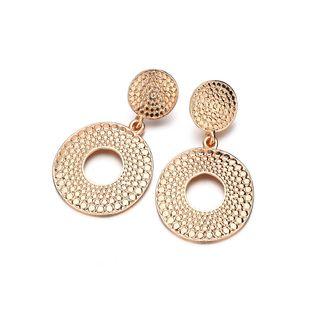 Snake Pattern Cutout Disc Drop Earring Gold - One Size
