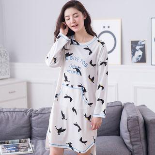 Round Neck Patterned Night Dress
