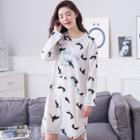 Round Neck Patterned Night Dress
