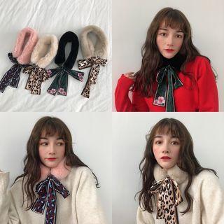 Printed Bow Chenille Scarf