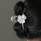 Faux Pearl Flower Hair Claw 1907a# - White - One Size