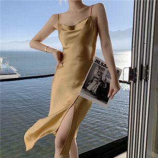 Spaghetti Strap Asymmetrical Side-slit Sheath Dress