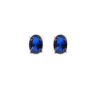Faux-gem Oval Ear Studs (blue) One Size