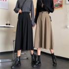 High-waist Pocket A-line Midi Skirt