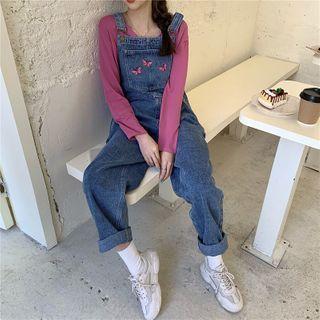 Butterfly Embroidered Straight-cut Jumper Jeans