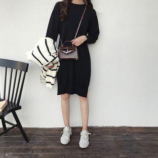 Plain Long-sleeve Sweater Dress