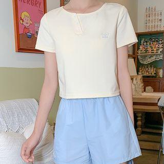 Short Sleeve Crown Embroidered T-shirt