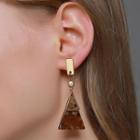 Triangle Acetate Alloy Dangle Earring 01 - 1 Pair - Brown - One Size